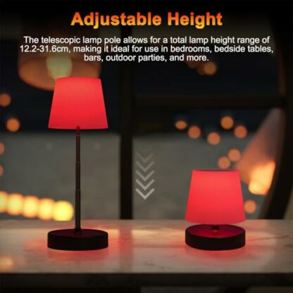 Cordless Table Lamp | Led Desk Lamp | Adjustable Height Led Desk Lamps, Touch Desks Lamp with 3000mah Battery, 11.2x11.2x31.6cm Rechargeable Desk Lamps for Bedside Lighting, Indoor & Outdoor Use - Image 4