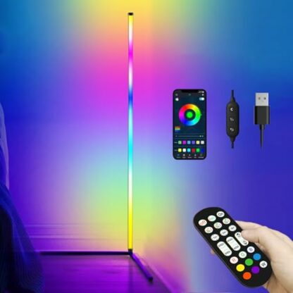 Corner Floor Lamp, 120cm Smart RGB LED Floor Lamp with App Remote Control, Music Sync, DIY Mode, Timer, 16 Million Colour Changing Standing Lamp, Dimmable Modern Mood Lighting for Living Room, Bedroom - Image 3