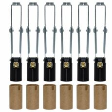 Creative Hobbies 10026 Chandelier Lighting Fixture Socket, 3.75" to 5" Adjustable Height Candelabra E-12 with Cardboard Insulator and 1/8 IP Threaded Hickey, 75W-125V, 6-Pack