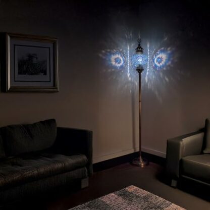 DEMMEX Turkish Moroccan Mosaic Boho Bohemian Colorful Handmade Accent Mood Floor Lamp, Single XL 10" Globe, 5.5feet, Worldwide Use - Image 3