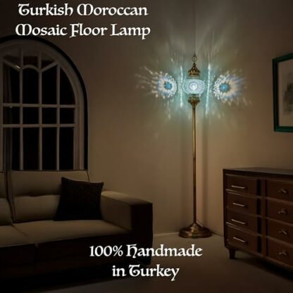 DEMMEX Turkish Moroccan Mosaic Boho Bohemian Colorful Handmade Accent Mood Floor Lamp, Single XL 10" Globe, 5.5feet, Worldwide Use - Image 4