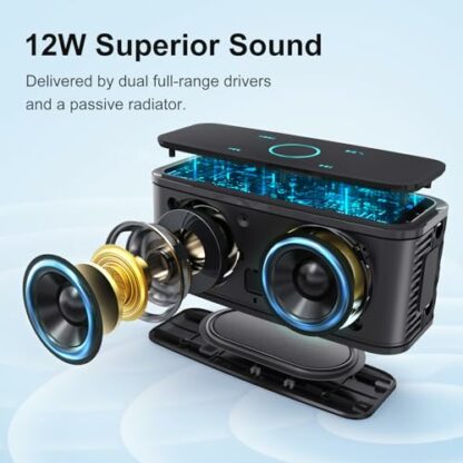 DOSS SoundBox Portable Bluetooth Speaker with 12W HD Sound and Bass, IPX5 Waterproof, 20H Playtime, Touch Control, Handsfree, Wireless Speaker for Home, Outdoor, Travel - Image 3