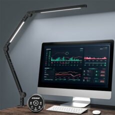 Desk Lamp EYOCEAN LED Desk Light with Clamp Eye-Care Desk Lamp for Home Office Dimmable High Brightness&Color Mode Swing Arm Lamp, Desk Light with Remote Controller 12W Task Lamp Crafting Lighting