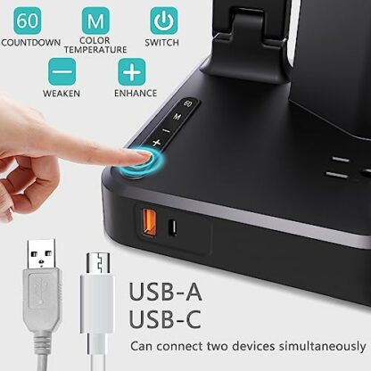 Desk Lamp,Desk Lamps for Home Office,COZOO LED Desk Lamp with 2 USB Charging Ports,2 Pen Holders,1 Outlet,3 Color 3 Brightness Levels,Touch/Memory/Timer,LED Desk Light Small Desk Lamp Kids Study Lamp 3 Desk Lamp,Desk Lamps for Home Office,COZOO LED Desk Lamp with 2 USB Charging Ports,2 Pen Holders,1 Outlet,3 Color 3 Brightness Levels,Touch/Memory/Timer,LED Desk Light Small Desk Lamp Kids Study Lamp - Image 3