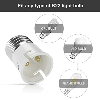 DiCUNO E27 to B22 Socket Converter 6-Pack Socket Adapter Lamp Base Adapter for LED Bulbs and Incandescent Bulbs and CFL Bulbs 4 DiCUNO E27 to B22 Socket Converter 6-Pack Socket Adapter Lamp Base Adapter for LED Bulbs and Incandescent Bulbs and CFL Bulbs - Image 4