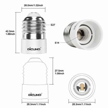 DiCUNO E27 to E14 Socket Converter Socket Adapter Lamp Base Adapter for LED Bulbs and Incandescent Bulbs and CFL Bulbs - Image 3