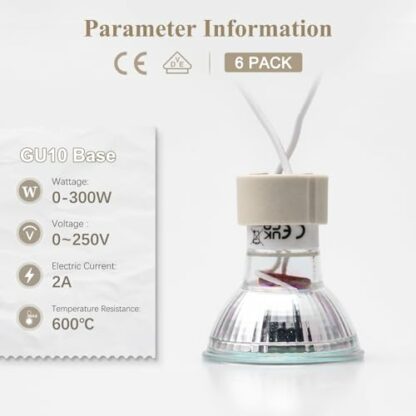 DiCUNO GU10 Lamp Holder,Socket Lamp Holder 0.75mm² Silicon Wire Bulb Connector 15cm Lamp Base for LED and Halogen,250V,Max 300W - Image 3