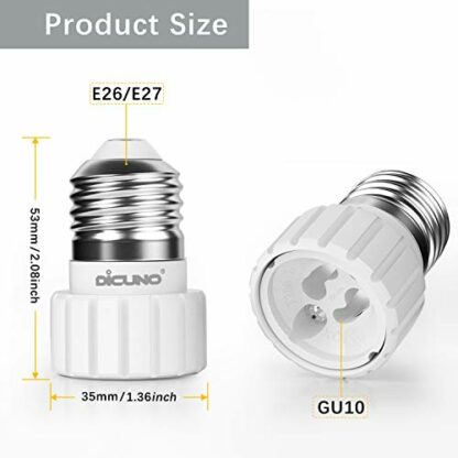 Dicuno E27 to GU10 Socket Converter/ES Edison Screw E27 to GU10 Socket Lamp Holder Adapter for LED Bulbs Maximum Wattage 200W Maximum Voltage 250V[Energy Class A++] - Image 3