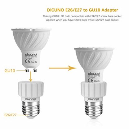 Dicuno E27 to GU10 Socket Converter/ES Edison Screw E27 to GU10 Socket Lamp Holder Adapter for LED Bulbs Maximum Wattage 200W Maximum Voltage 250V[Energy Class A++] - Image 4
