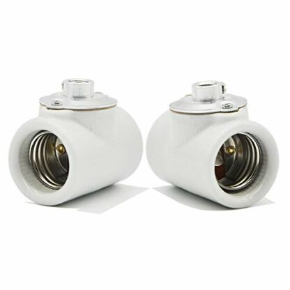 Dual Bulb Socket, Medium Base E26 Double Light Fixture Socket,Screw Fixing Porcelain E26 Twin Light Socket with Bushing 2 Dual Bulb Socket, Medium Base E26 Double Light Fixture Socket,Screw Fixing Porcelain E26 Twin Light Socket with Bushing - Image 2
