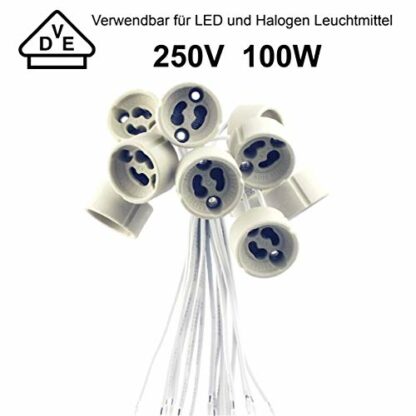 EACLL GU10 Lamp Bases GU10 Feet Socket, Ceramic Lamp Socket, with High-Quality Silicone Cable, Connecting Sockets for GU10 LED Lamps and Halogen - Image 4