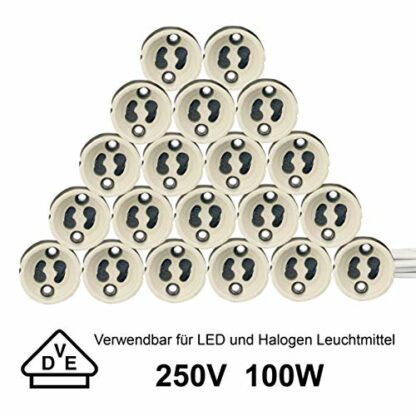 EACLL GU10 Lamp Bases GU10 Feet Socket, Ceramic Lamp Socket, with High-Quality Silicone Cable, Connecting Sockets for GU10 LED Lamps and Halogen, Pack of 20 - Image 4