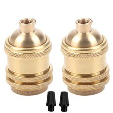 EFINEHOME 2 Pack Lamp or Fixture Replacement, E26/ E27 Solid Brass Industrial Light Socket Vintage Edison Pendant Lamp Copper Holder with Switch