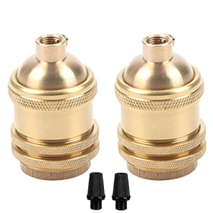 EFINEHOME 2 Pack Lamp or Fixture Replacement, E26/ E27 Solid Brass Industrial Light Socket Vintage Edison Pendant Lamp Copper Holder with Switch 2 EFINEHOME 2 Pack Lamp or Fixture Replacement, E26/ E27 Solid Brass Industrial Light Socket Vintage Edison Pendant Lamp Copper Holder with Switch - Image 2