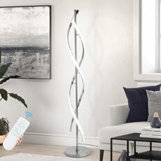 EIDEARAY LED Modern Floor Lamp for Living Room, 40W 3 Colors Stepless Dimmable and Color-Changing Bright Floor Standing Lamp,60" Unique Spiral Floor Tall Lamp for Bedroom Office with Remote,Silver