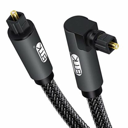 EMK Optical Cable, 90 Degree Toslink 360 Degree Free Rotating Connector Fiber Optic Cable S/PDIF Toslink Male to Male Cable for Home Theater Soundbar TV PS4 Xbox Gray 2 EMK Optical Cable, 90 Degree Toslink 360 Degree Free Rotating Connector Fiber Optic Cable S/PDIF Toslink Male to Male Cable for Home Theater Soundbar TV PS4 Xbox Gray - Image 2