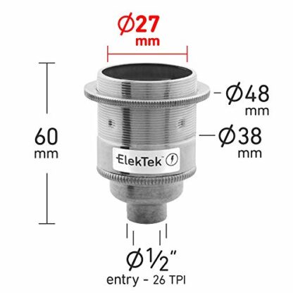 ES Edison Screw Lamp Holders with Shade Ring Choose 1/2" or 10mm Entry - Image 3