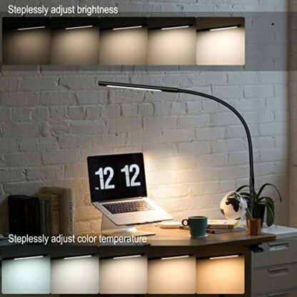 EYOCEAN Desk Lamp, LED Desk Lamp Desk Light with Flexible Gooseneck 12W Swing Arm Lamp Eye-Care Desk Light with Clamp Adjustable Color Temperature & Brightness - Image 3