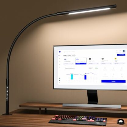 EYOCEAN Desk Lamp, LED Desk Lamp Desk Light with Flexible Gooseneck 12W Swing Arm Lamp Eye-Care Desk Light with Clamp Adjustable Color Temperature & Brightness - Image 2