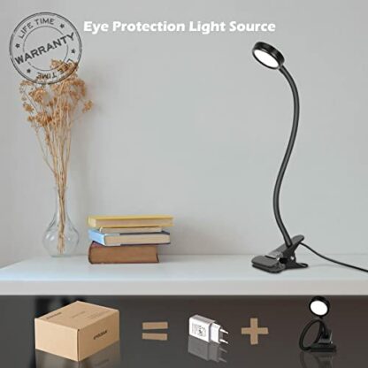 EYOCEAN Reading Lamp, LED Bedside Lamp, Gooseneck Clamp Light, Children's Bed Lamp, 3 Modes & 9 Brightness Levels, Eye Care Desk Lamp for Office, Home Use, Adapter Included, 5 W, Black 3 EYOCEAN Reading Lamp, LED Bedside Lamp, Gooseneck Clamp Light, Children's Bed Lamp, 3 Modes & 9 Brightness Levels, Eye Care Desk Lamp for Office, Home Use, Adapter Included, 5 W, Black - Image 3
