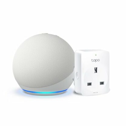 Echo Dot (5th generation) | Glacier White + TP-Link Tapo P110M Smart Plug with Energy Monitoring, Works with Alexa - Smart Home Starter Kit - Image 2