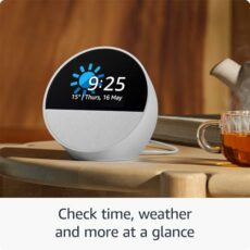 Echo Spot | Glacier White + TP-Link Tapo P110M Smart Plug with Energy Monitoring, Works with Alexa - Smart Home Starter Kit