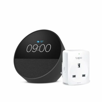 Echo Spot | Black + TP-Link Tapo P110M Smart Plug with Energy Monitoring, Works with Alexa - Smart Home Starter Kit - Image 2