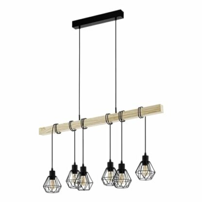 Eglo Townshend 5 Vintage Floor lamp, 2-Flame Retro/Industrial Design Lighting, Wood and Steel Coloured in Black and Brown Standing Light, E27 Socket, incl. Switch 2 Eglo Townshend 5 Vintage Floor lamp, 2-Flame Retro/Industrial Design Lighting, Wood and Steel Coloured in Black and Brown Standing Light, E27 Socket, incl. Switch - Image 2