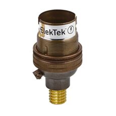 ElekTek Lamp Holder Unswitched Bayonet Cap B22 with Shade Ring and Wood Nipple - Choose Finish Colour