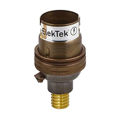 ElekTek Lamp Holder Unswitched Bayonet Cap B22 with Shade Ring and Wood Nipple - Choose Finish Colour 2 ElekTek Lamp Holder Unswitched Bayonet Cap B22 with Shade Ring and Wood Nipple - Choose Finish Colour - Image 2