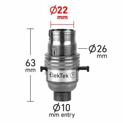 ElekTek Safety Switch Lamp Bulb Holder B22 with Shade Ring and Locking Screw in Base - Image 3