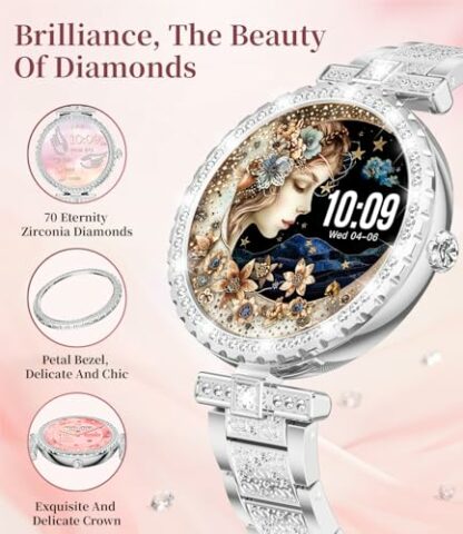FEELNEVER 2025 Smart Watches for Women, 1.2" AMOLED Diamond Gold Smart Watch with Bluetooth Voice Call/Blood Pressure/Heart Rate/Sleep Monitor/120 Sports Modes, Waterproof Smartwatch 4 FEELNEVER 2025 Smart Watches for Women, 1.2" AMOLED Diamond Gold Smart Watch with Bluetooth Voice Call/Blood Pressure/Heart Rate/Sleep Monitor/120 Sports Modes, Waterproof Smartwatch - Image 4