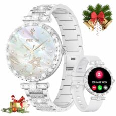 FEELNEVER 2025 Smart Watches for Women, 1.2" AMOLED Diamond Gold Smart Watch with Bluetooth Voice Call/Blood Pressure/Heart Rate/Sleep Monitor/120 Sports Modes, Waterproof Smartwatch