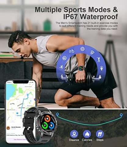 FEELNEVER Military Smart Watch for Men, Smart Watches with Bluetooth Voice Call Compatible with Android iOS Phone, Smartwatch with Heart Rate SpO2 Pressure Sleep Monitor 3 FEELNEVER Military Smart Watch for Men, Smart Watches with Bluetooth Voice Call Compatible with Android iOS Phone, Smartwatch with Heart Rate SpO2 Pressure Sleep Monitor - Image 3