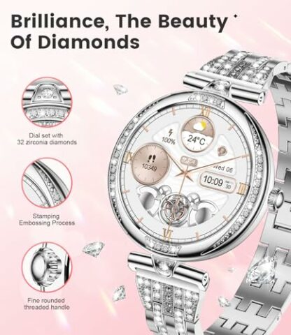 FEELNEVER Women's Smart Watch with Bluetooth Calling, 1.19 Inch Smart Watch with Sleep Monitoring Heart Rate Pedometer Calories 123 Sports Modes, IP68 Waterproof,FV4 3 FEELNEVER Women's Smart Watch with Bluetooth Calling, 1.19 Inch Smart Watch with Sleep Monitoring Heart Rate Pedometer Calories 123 Sports Modes, IP68 Waterproof,FV4 - Image 3