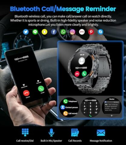 FOXBOX Smart Watch for Men, 1.39" Military Smartwatch with SpO2, Sleep Monitor, 24H Heart Rate, Tactical Fitness Watch, 300+ Watch Face, 100+ Sports, IP67 Waterproof, Make/Answer Call, 400 mAh 4 FOXBOX Smart Watch for Men, 1.39" Military Smartwatch with SpO2, Sleep Monitor, 24H Heart Rate, Tactical Fitness Watch, 300+ Watch Face, 100+ Sports, IP67 Waterproof, Make/Answer Call, 400 mAh - Image 4