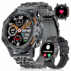 FOXBOX Smart Watch for Men, 1.39" Military Smartwatch with SpO2, Sleep Monitor, 24H Heart Rate, Tactical Fitness Watch, 300+ Watch Face, 100+ Sports, IP67 Waterproof, Make/Answer Call, 400 mAh