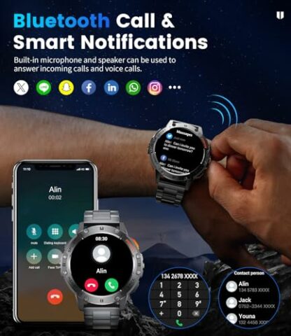 FOXBOX Smart Watch for Men Answer/Make Call, 1.43" AMOLED Military Smartwatch with Torch 530mAh Activity Fitness Tracker 100+ Sport Modes IP68 Waterproof Heart Rate Sleep Monitor for Android iOS 2024 - Image 3