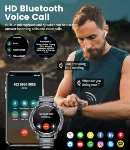 FOXBOX Smart Watch for Men Bluetooth Call(3 Straps),1.43" AMOLED Military Smartwatch 460mAh 3ATM Waterproof 100+ Sports Calorie Heart Rate Blood Oxygen Pressure Sleep Monitor for Android iOS 3 FOXBOX Smart Watch for Men Bluetooth Call(3 Straps),1.43" AMOLED Military Smartwatch 460mAh 3ATM Waterproof 100+ Sports Calorie Heart Rate Blood Oxygen Pressure Sleep Monitor for Android iOS - Image 3
