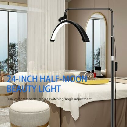 FXNFXLA Half Moon Light 24 Inch, LED Lash Light for Eyelash Tech, 40w Lash Lamp for Eyelash Extensions, Tattoo Artists, Nail Tech, Esthetician, Adjustable Floor Lamp - Image 3