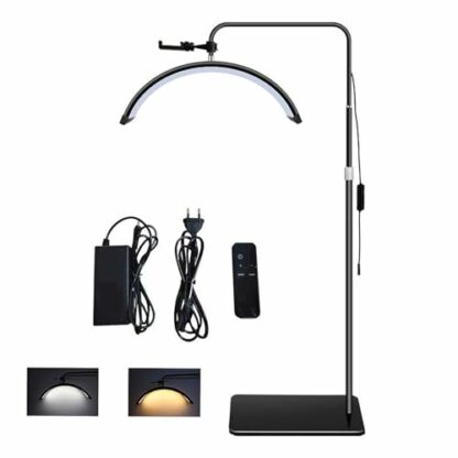 FXNFXLA Half Moon Light 24 Inch, LED Lash Light for Eyelash Tech, 40w Lash Lamp for Eyelash Extensions, Tattoo Artists, Nail Tech, Esthetician, Adjustable Floor Lamp - Image 2