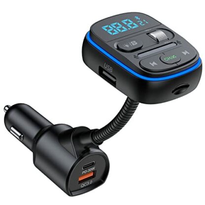 Fm Transmitter Auto Bluetooth,HIDOU Wireless Bluetooth 5.0 Car Radio Adapter Receiver Car Kit with Bass,7 Color Light,QC3.0 PD 30W Fast Charge,Siri Voice Assistant,Handsfree Call,Mp3 Player 2 Fm Transmitter Auto Bluetooth,HIDOU Wireless Bluetooth 5.0 Car Radio Adapter Receiver Car Kit with Bass,7 Color Light,QC3.0 PD 30W Fast Charge,Siri Voice Assistant,Handsfree Call,Mp3 Player - Image 2