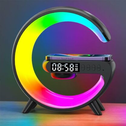 G Shape Table Lamp Wireless Speaker Night Light with Wireless Charging Function Bedside Lamp with Alarm Clock & Charging Function Bedroom Bedside Lamp for Bedroom Birthday Gifts - Image 2
