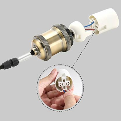 GABORI Vintage E26 Lamp Socket, Edison Retro Pendant Lamp Holder, 210℃ Heat Resistant Standard Screw-in Lamp Socket for Vintage Edison Bulbs Pendant Lamp, DIY Champagne Gold Antique Brass Color 8-Pack - Image 4