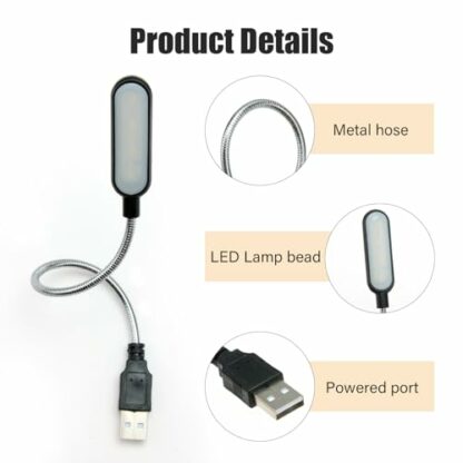 GBULTR USB Reading Light Computer Reading Lamp Clip-On Keyboard Light 180° Adjustable Angle Portable USB Powered Warm White Light for Laptops Notebooks Ideal for Night Work & Reading - Image 4