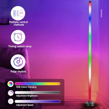 GIVOKE 48" Smart LED Floor Lamp, 16 Million Colour Changing Standing RGB Corner Light with Music Sync, Remote & App Control, DIY Mode & Timing, Modern Mood Lighting for Room - Image 4