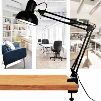 GZZBMY Desk Lamp Retro Flexible Swing Arm Clamp with Plug and Switch Bedside Lamps Three Level Dimming Architect Task Table Lamp Adjustable Rotatable E27 Metal Reading Reading Lamp for Office Bedside - Image 3