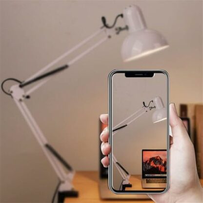 GZZBMY Desk Lamp Retro Flexible Swing Arm Clamp with Plug and Switch Bedside Lamps Three Level Dimming Architect Task Table Lamp Adjustable Rotatable E27 Metal Reading Reading Lamp for Office Bedside - Image 4