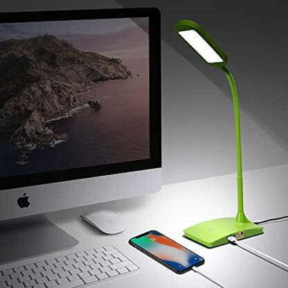 Green Desk Lamps for Home Office - Super Bright Small Desk Lamp with USB Charging Port, a Perfect LED Desk Light as Study Lamp, Bedside Reading Lights - Image 4