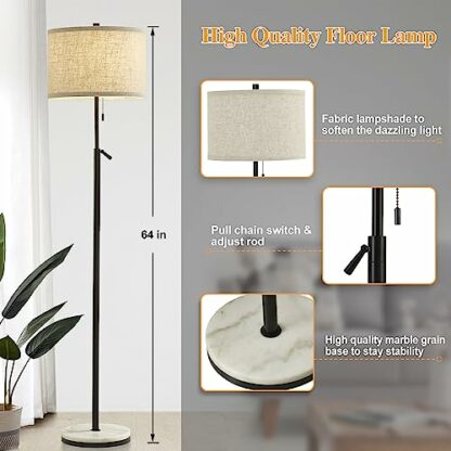 GyroVu Modern Floor Lamp, Adjustable Height Standing Lamp with Marble Base - Image 4